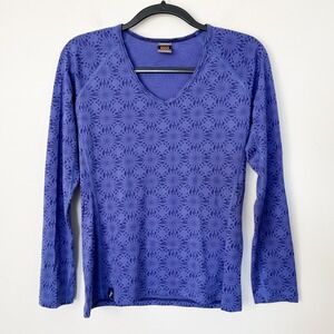 Icebreaker Bodyfit 200 Merino Wool V-Neck Base Layer Shirt Purple Womens Large